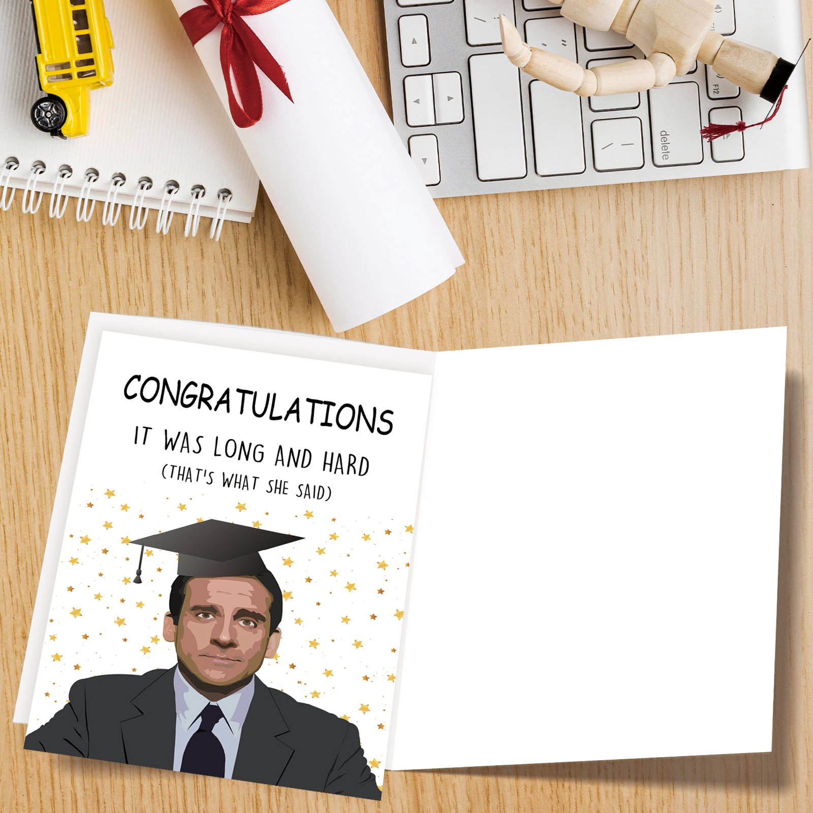 Happy Graduation Card for Him Her, Congratulations Graduate, Michael Scott Card for Classmates, Funny Gifts for Graduate - Image 2