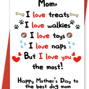 Cute Dog Mom Mothers Day Card, Happy Mothers Day Gifts from Dog, Gift Card for Best Dog Mom