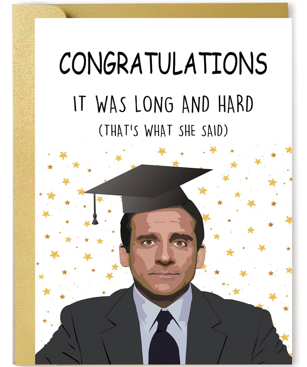 Happy Graduation Card for Him Her, Congratulations Graduate, Michael Scott Card for Classmates, Funny Gifts for Graduate
