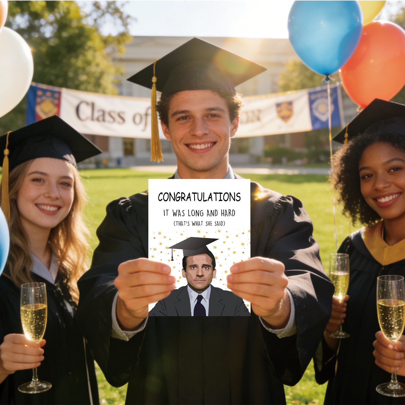 Happy Graduation Card for Him Her, Congratulations Graduate, Michael Scott Card for Classmates, Funny Gifts for Graduate - Image 5