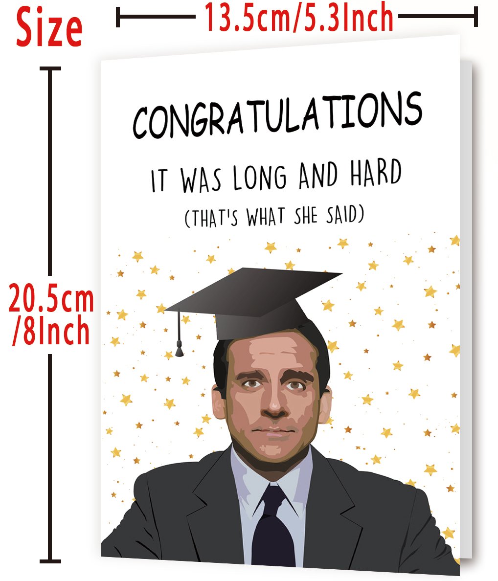 Happy Graduation Card for Him Her, Congratulations Graduate, Michael Scott Card for Classmates, Funny Gifts for Graduate - Image 3