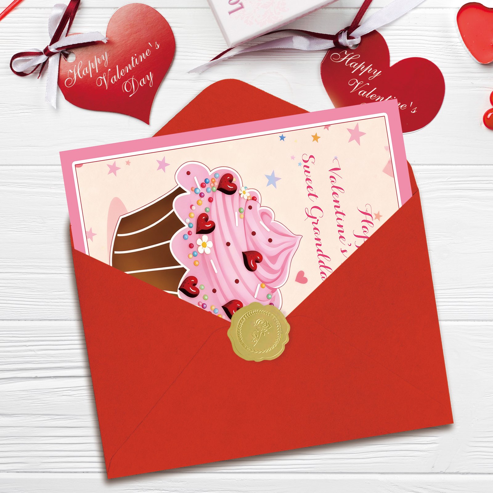 Cute Cake Valentine’s Day Card Gifts for Granddaughter,Sweet Valentines Day Gifts for Her Girl Kids from Grandma Grandpa Grandparents - Image 4