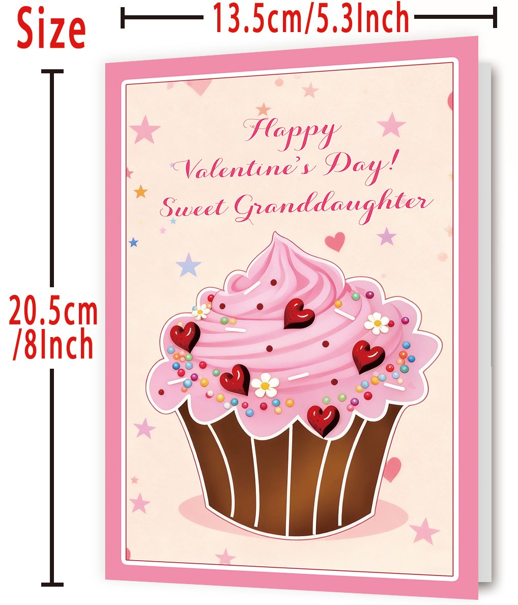 Cute Cake Valentine’s Day Card Gifts for Granddaughter,Sweet Valentines Day Gifts for Her Girl Kids from Grandma Grandpa Grandparents - Image 3