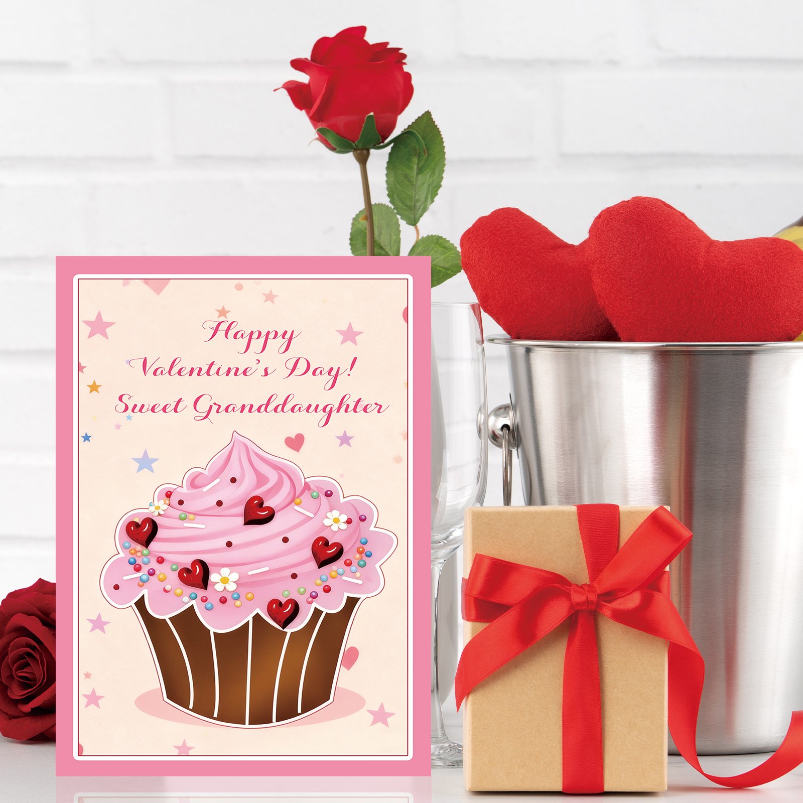 Cute Cake Valentine’s Day Card Gifts for Granddaughter,Sweet Valentines Day Gifts for Her Girl Kids from Grandma Grandpa Grandparents - Image 5