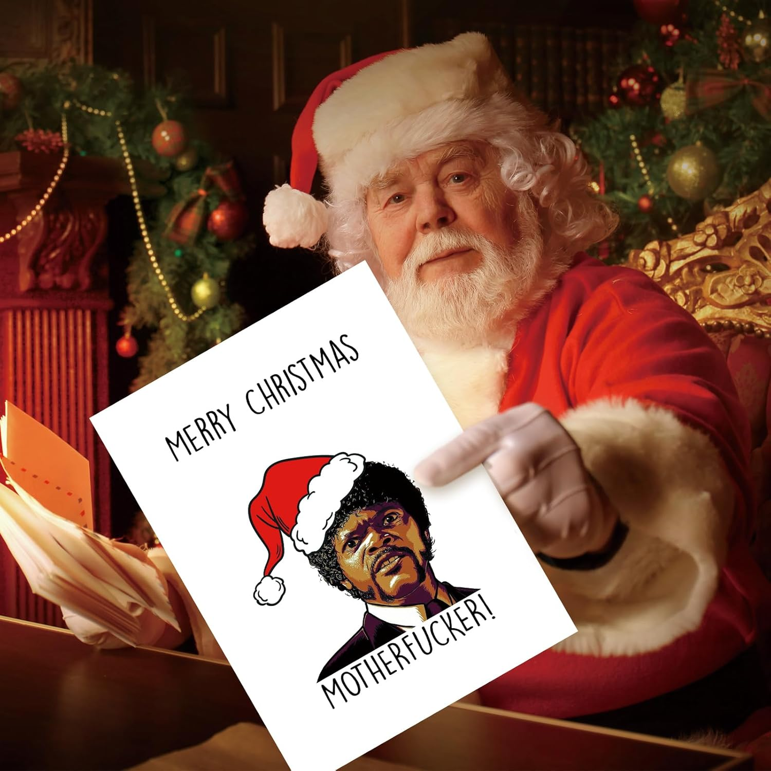 Funny Samuel L Jackson Christmas Card, Pulp Fiction Xmas Card for Friend, Humorous Christmas Cards for Him Her, Rude Cards for Boyfriend - Image 4
