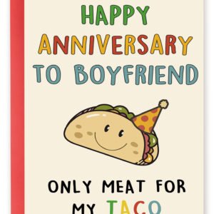 Cute Anniversary Taco Gifts for Men Him, Cool Aday Card for Husband Boyfriend Fiance, Happy Wedding Anniversary from Wife Girlfriend Fiancee