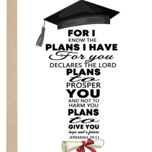 Christian Graduation Card for Her Him, Religious Graduation Congratulations Gifts for Son Daughter Student, Bible Verse Graduation Card Jeremiah 29:11