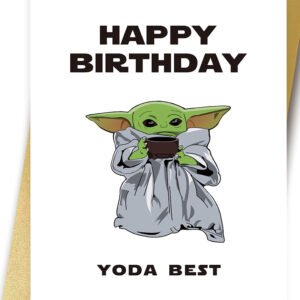 Yoda Birthday Card, Funny Star Wars Bday Card, Cute Card for Kids Him Her, Yoda The Best