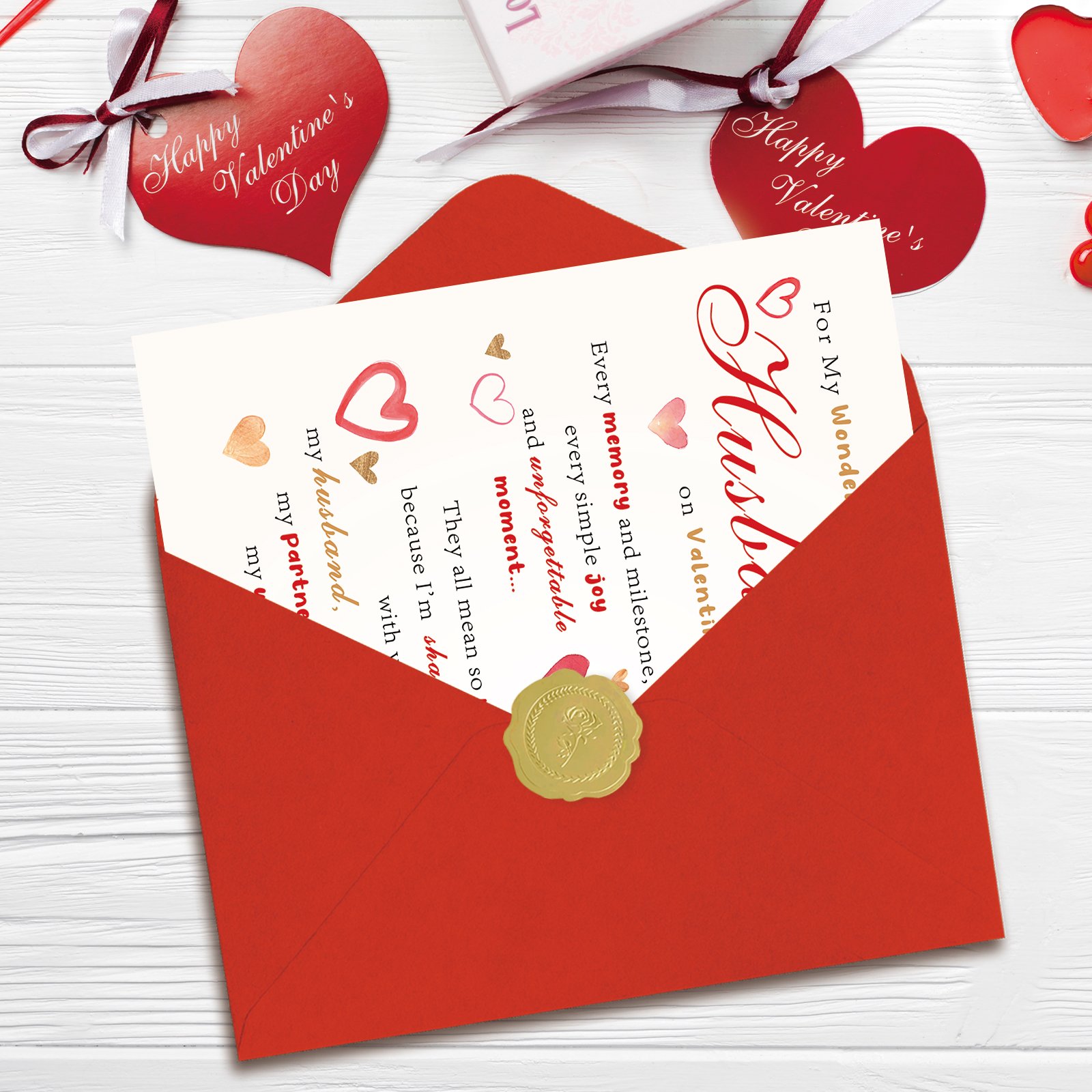 Valentine’s Day Card for Wondful Husband, Valentines Decorations Gifts Ideas from Wife - Image 4