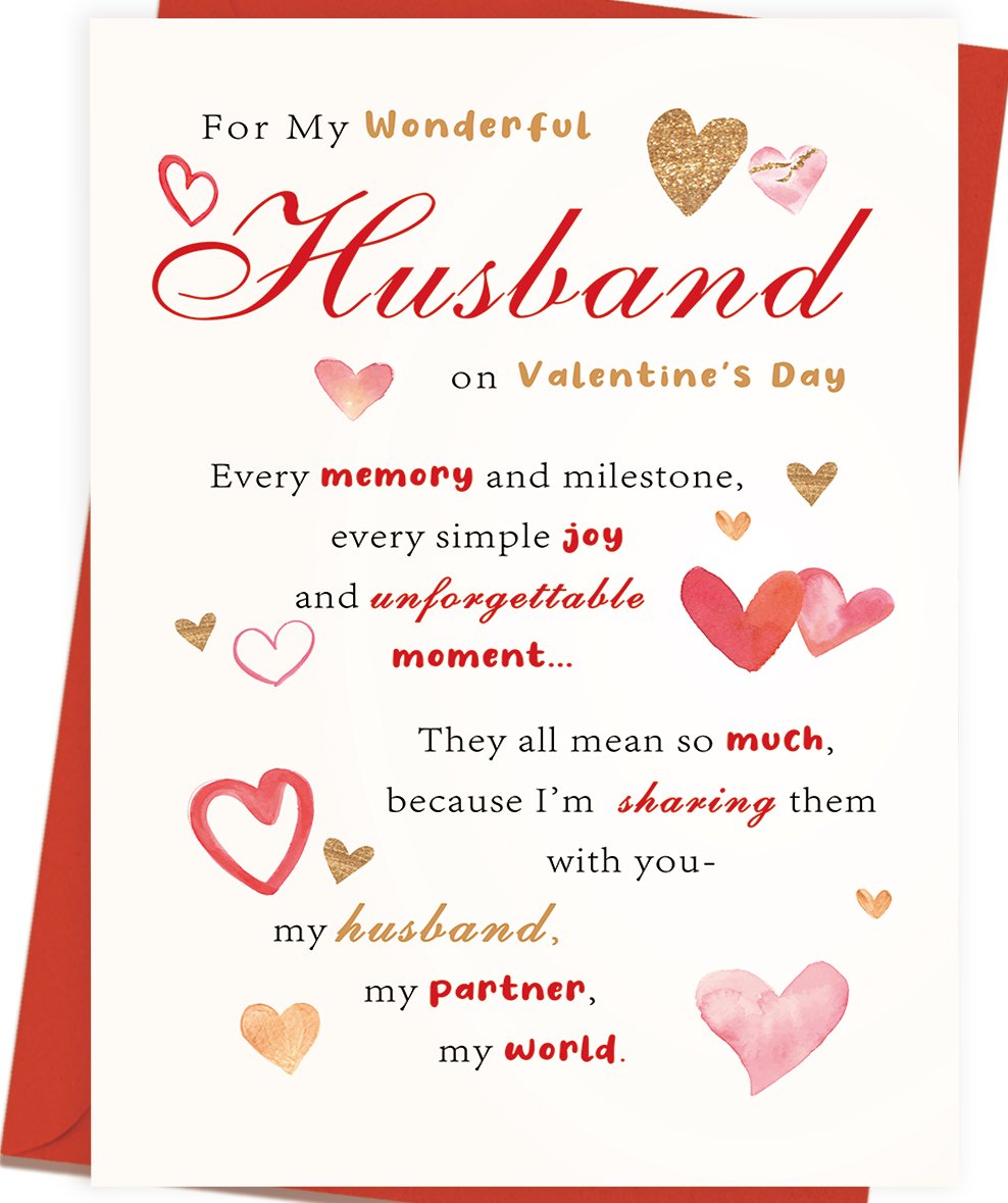 Valentine’s Day Card for Wondful Husband, Valentines Decorations Gifts Ideas from Wife