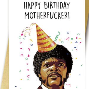 Funny Samuel L Jackson Birthday Card, Pupl Fiction Card for Friend, Humorous Bday Card for Him Her, Rude Card for Boyfriend
