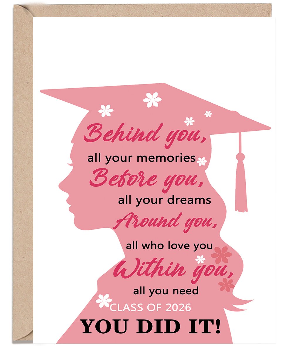 2026 Graduation Card for Her Girl Teen, Congratulations High School & College Grad Graduation Gifts for Daughter Niece(Class of 2026 You Did It)