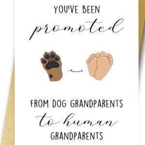 Funny Pregnancy Announcement for Grandparent, Cute Pregnancy Revel Card for Grandparent, Promoted from Dog Grandparents To Human Grandparents
