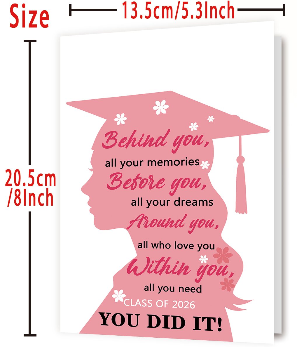 2026 Graduation Card for Her Girl Teen, Congratulations High School & College Grad Graduation Gifts for Daughter Niece(Class of 2026 You Did It) - Image 3