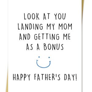 Funny Stepdad Fathers Day Card from Step Son Daughter, Gifts for Bonus Dad, Happy Fathers Day for Step Dad