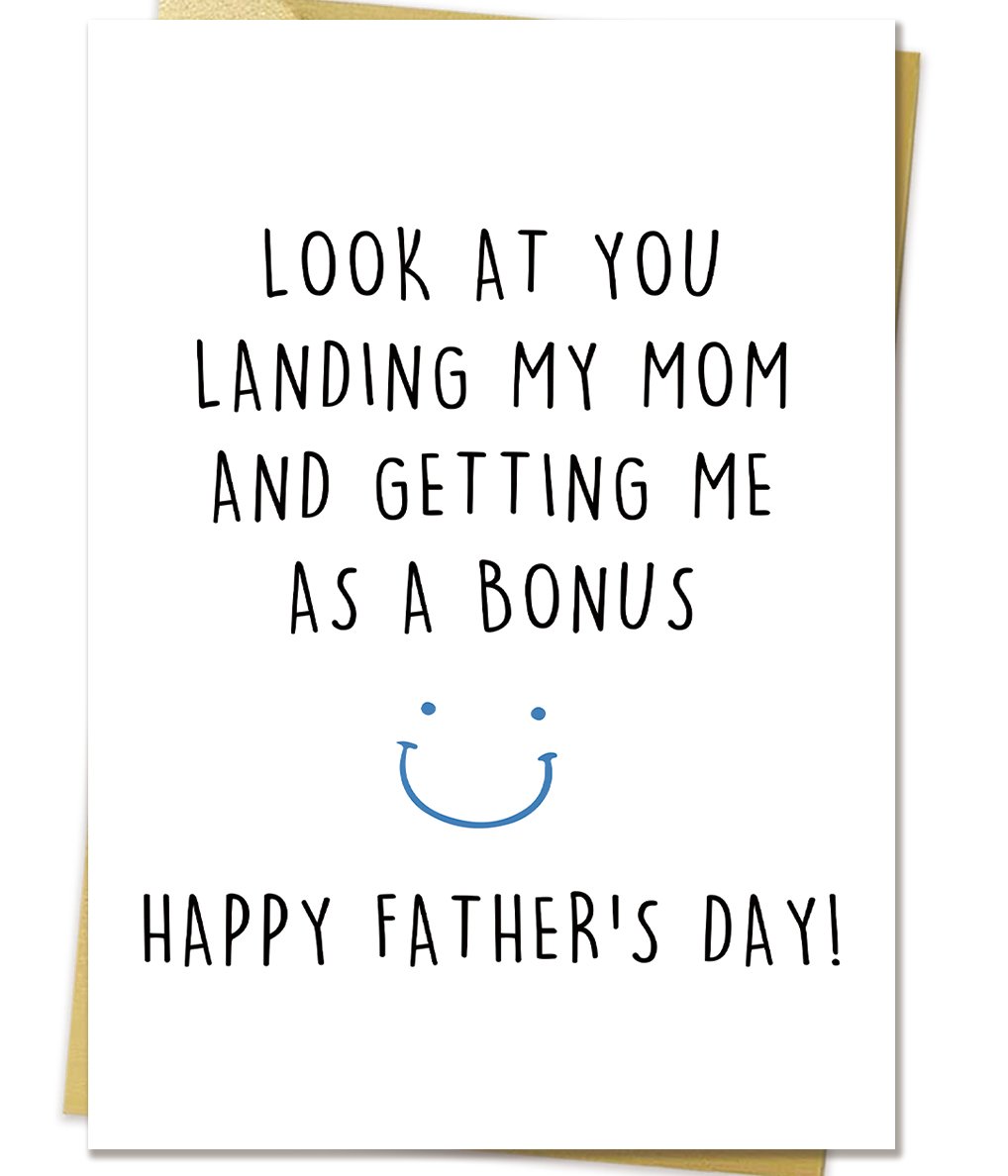 Funny Stepdad Fathers Day Card from Step Son Daughter, Gifts for Bonus Dad, Happy Fathers Day for Step Dad