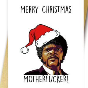 Funny Samuel L Jackson Christmas Card, Pulp Fiction Xmas Card for Friend, Humorous Christmas Cards for Him Her, Rude Cards for Boyfriend