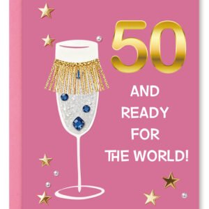 Happy 50th Birthday Card & Gifts for Women, 50 Year Old Bday Gifts Ideas for Mom Wife Grandma,Happy 50th Birthday Decorations
